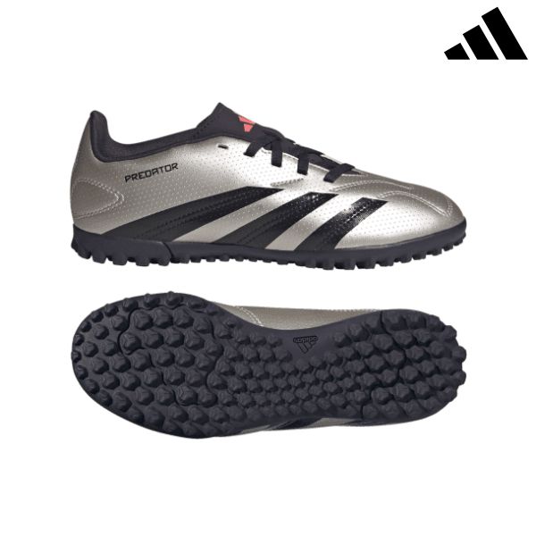 Adidas Football boots predator club l tf j turf ground (Size: 1, Colour: Silver/Black)