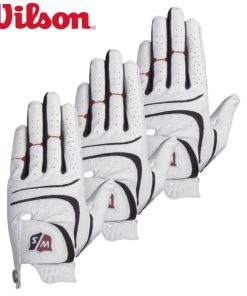 Wilson Golf Glove Left Hand W/S Grip Plus M Lh 3Pk (Colour: White/Black, Size: L)